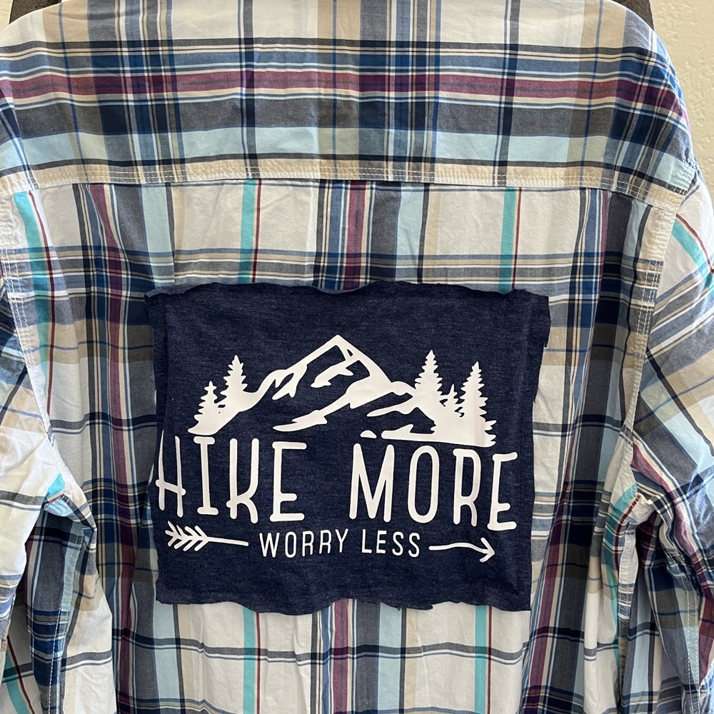 Upcycled Hike More Button Up Shirt